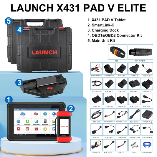 LAUNCH X431 PAD V Elite Scanner – ECU Coding & 60+ Services