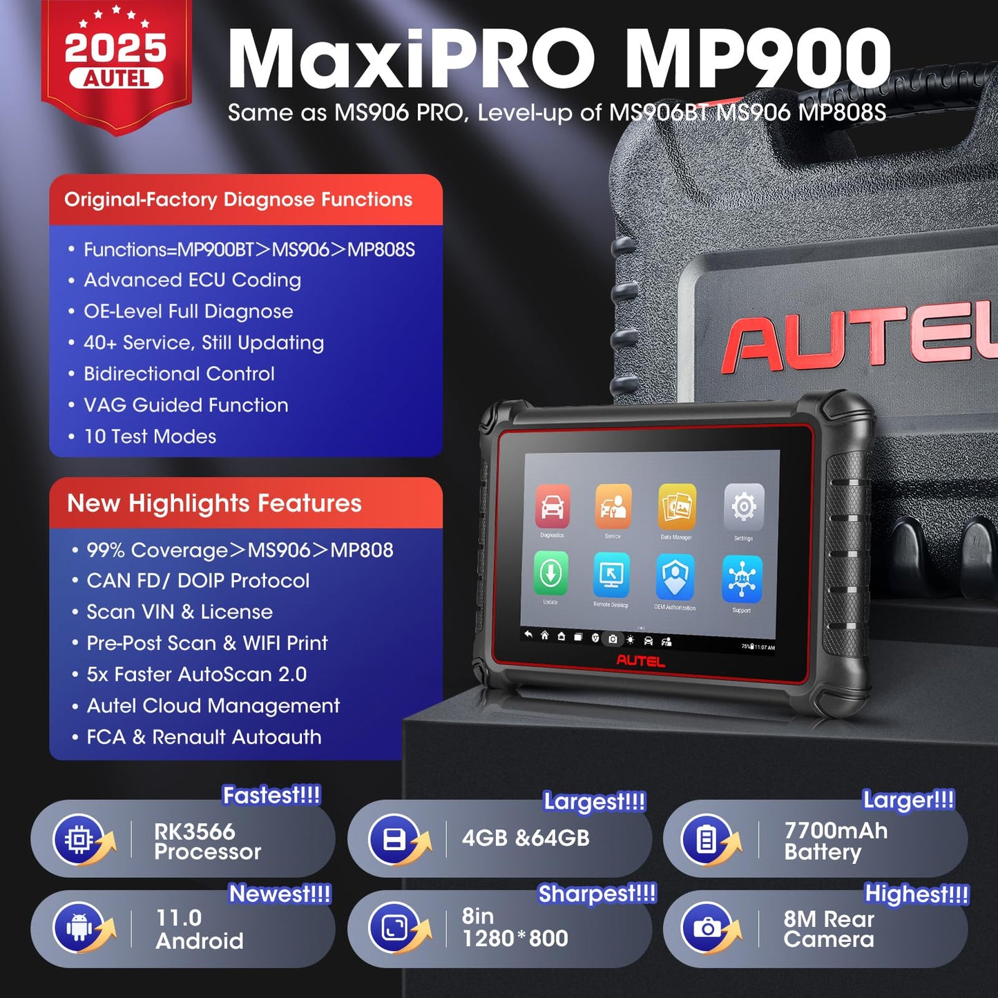 Autel MaxiPRO MP900 2025 Scanner – ECU Coding & 3000+ Active Tests