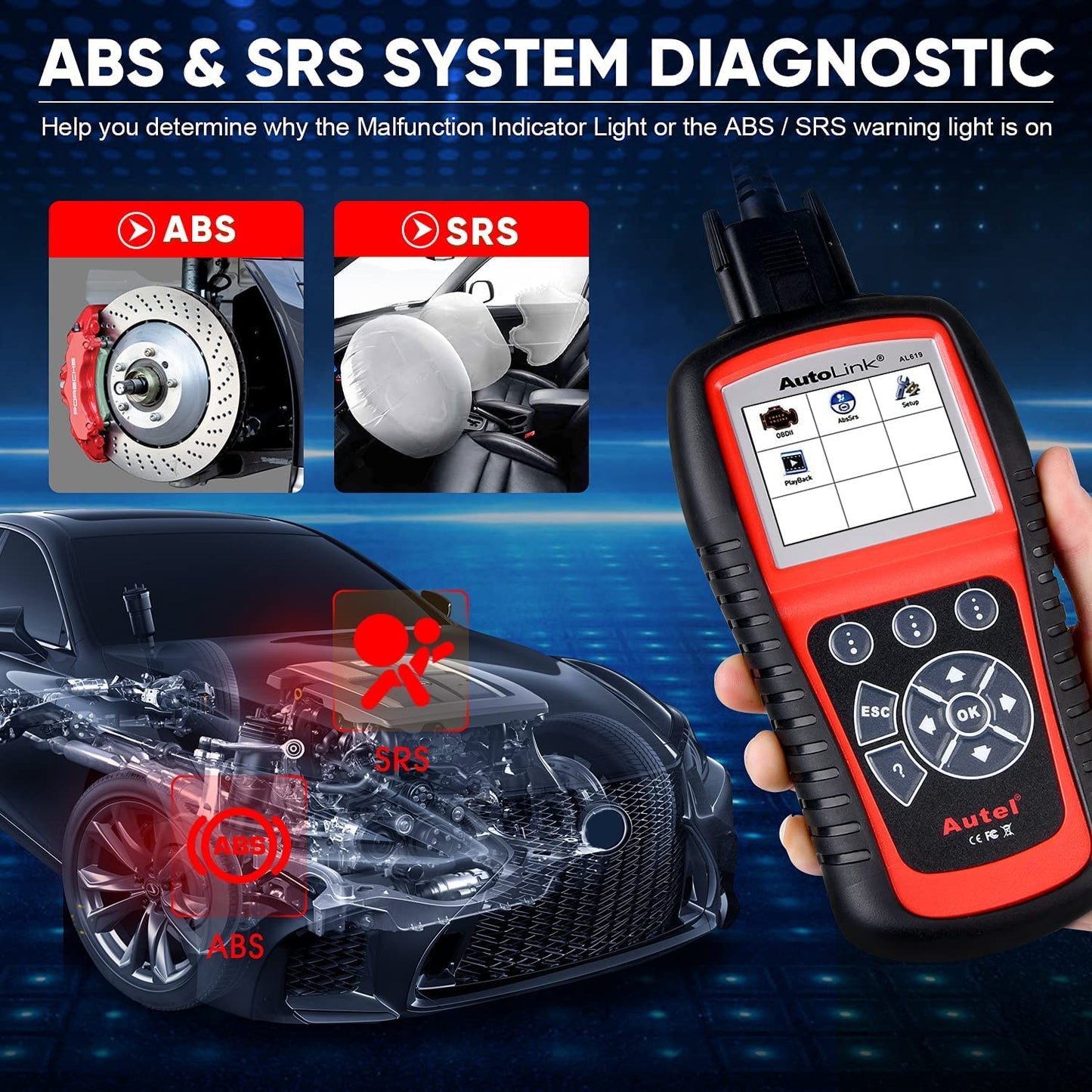 Autel AutoLink AL619 OBD2 Scanner – ABS, SRS, Live Data & DTC