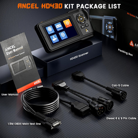 ANCEL HD430 Heavy Duty Truck Scanner with DPF Reset for Cummins & Caterpillar