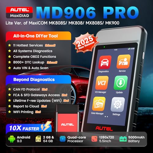 Autel MD906 PRO 2025 OBD2 Scanner – All Systems, 11 Services