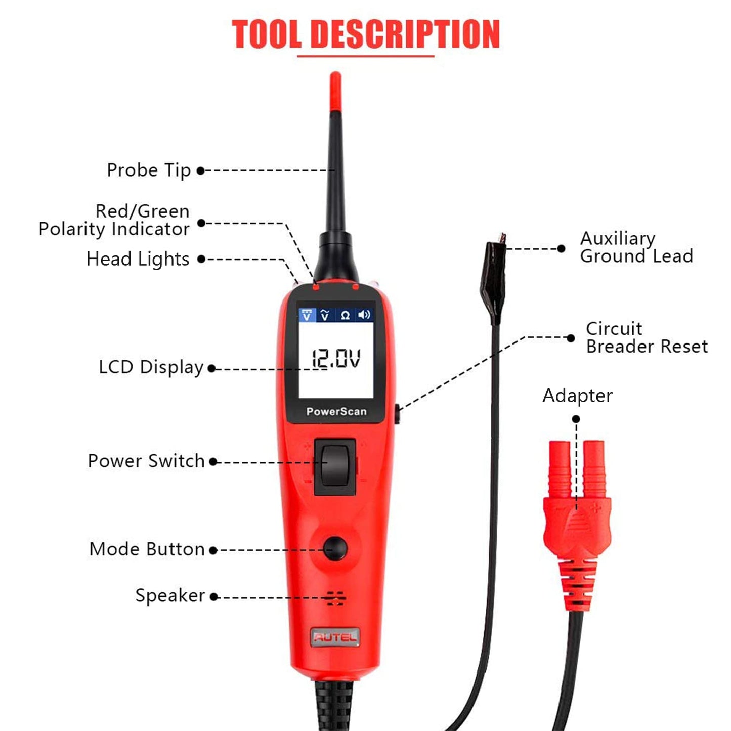 Autel Power Circuit Probe Kit – 12V/24V Car Electrical Tester