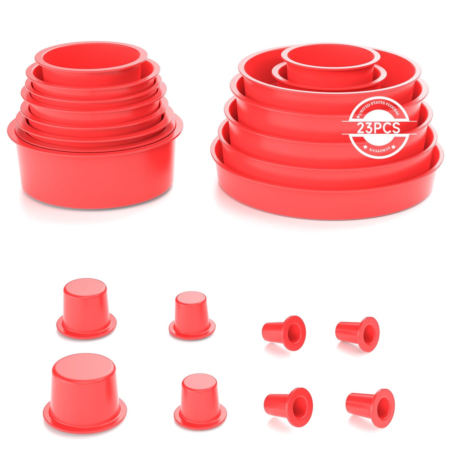 ANCEL Automotive Red Cap Plugs Kit 23-Piece for Smoke Leak Testing