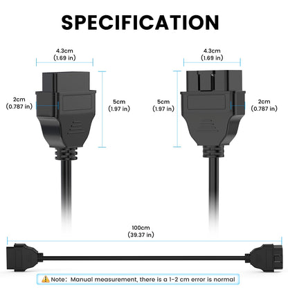ANCEL 16-Pin OBD2 Scanner Extension Cable 3.3ft Male to Female