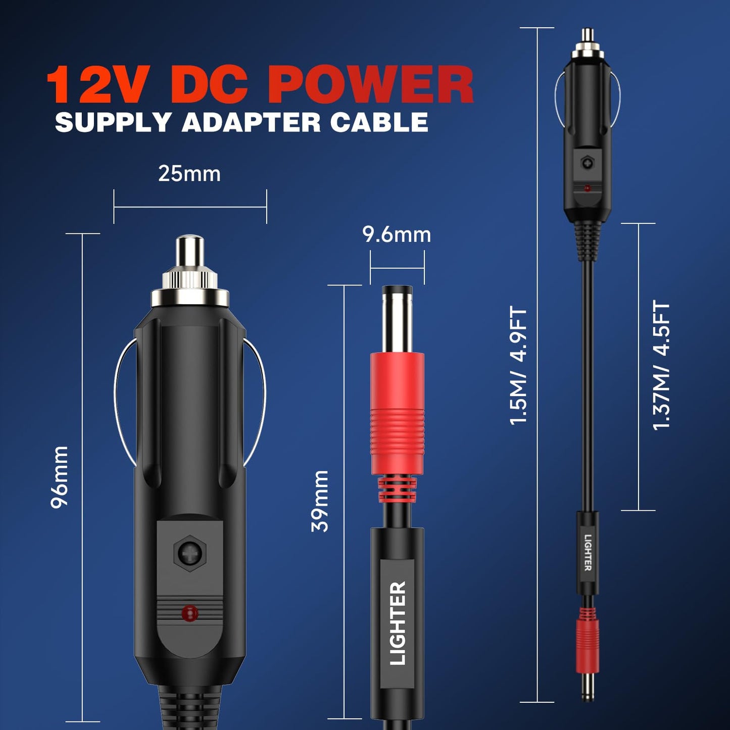 Autel 12V DC Car Charger Cable 5.5x2.5mm for Scanner & Devices