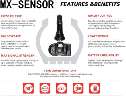 Autel Dual Frequency 315MHz & 433MHz MX TPMS Sensor Rubber Stem