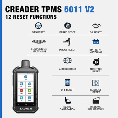 Launch X431 Creader 5011 V2 TPMS Tool - Tire Sensor Reset & OBD2 Scanner