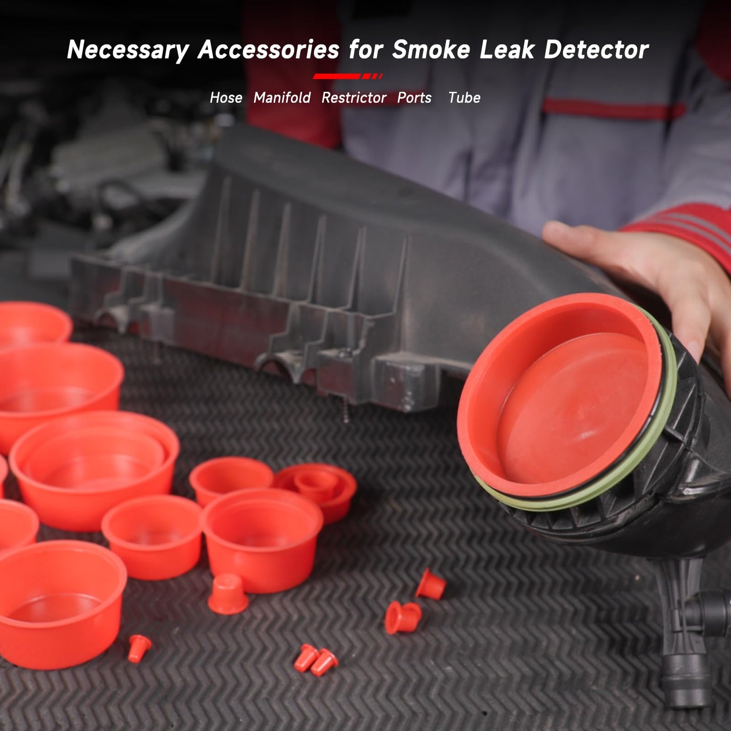 ANCEL Automotive Red Cap Plugs Kit 23-Piece for Smoke Leak Testing