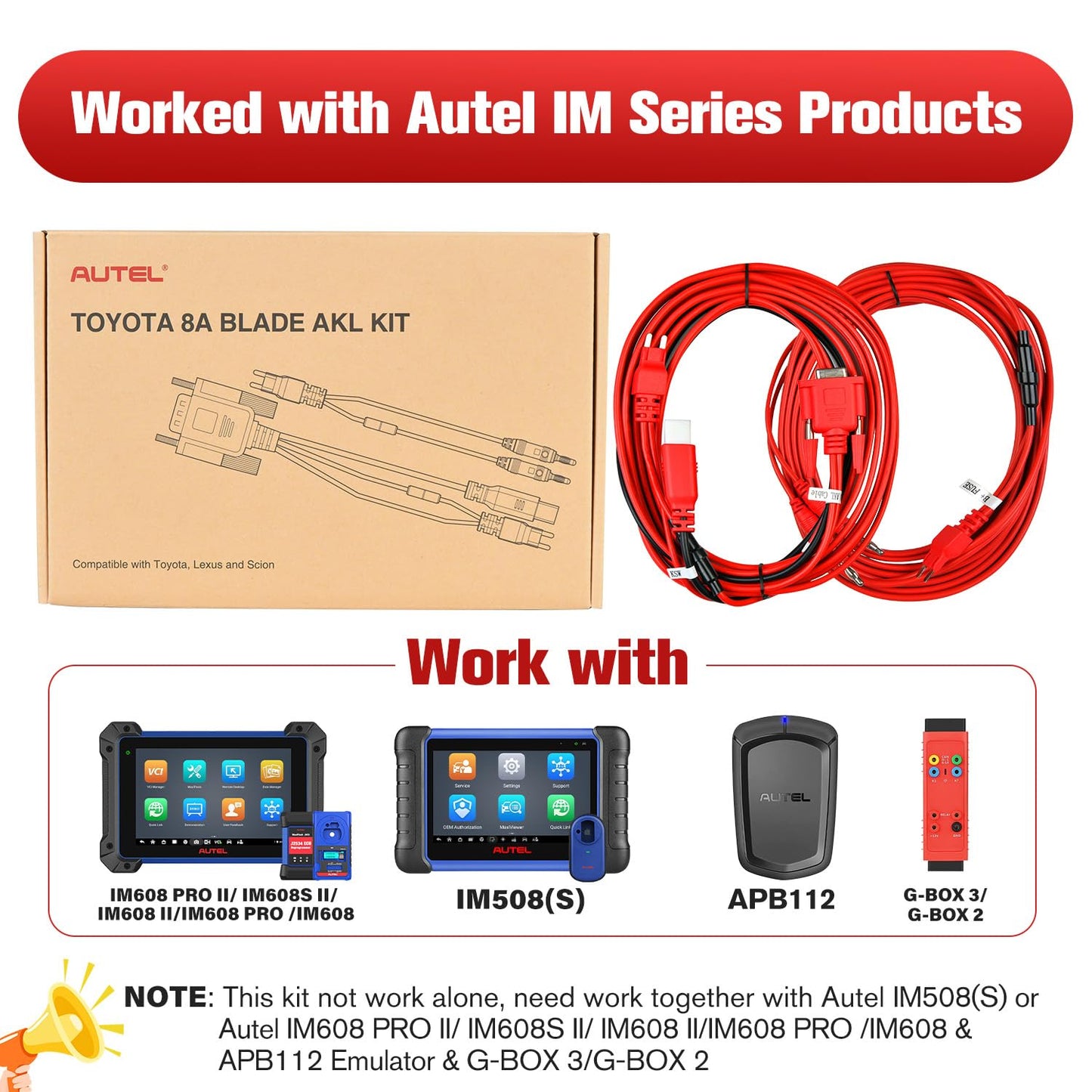 Autel 8A AKL Cable for Toyota Non-Smart Key Adapter – Compatible with APB112 & G-Box