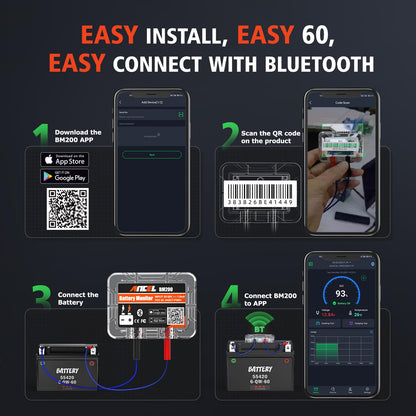 ANCEL BM200 12V Bluetooth Car Battery Tester with Cranking & Charging Test