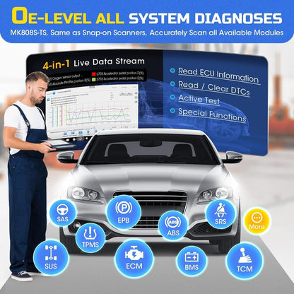 Autel MaxiCOM MK808S-TS OBD2 Scanner – 2025 TPMS & Bi-Directional Tool