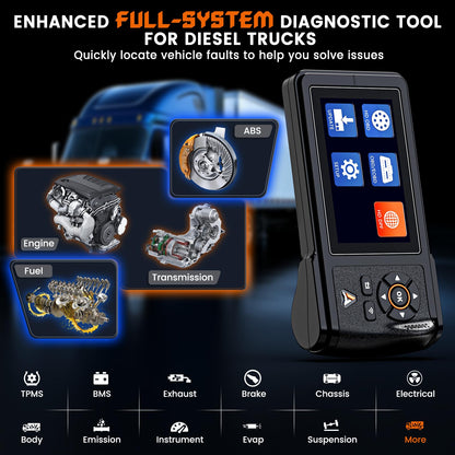 ANCEL HD430 Heavy Duty Truck Scanner with DPF Reset for Cummins & Caterpillar