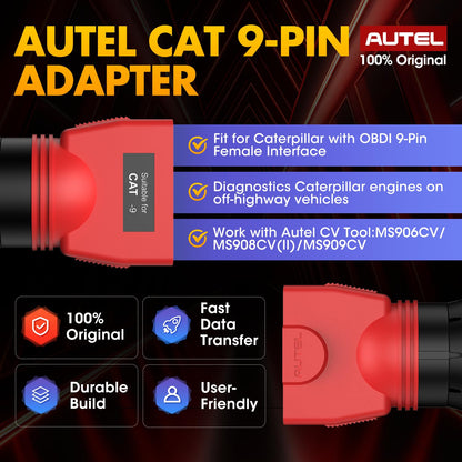 Autel CAT 9-Pin Adapter for MaxiSYS CV – Off-Highway Diagnostics
