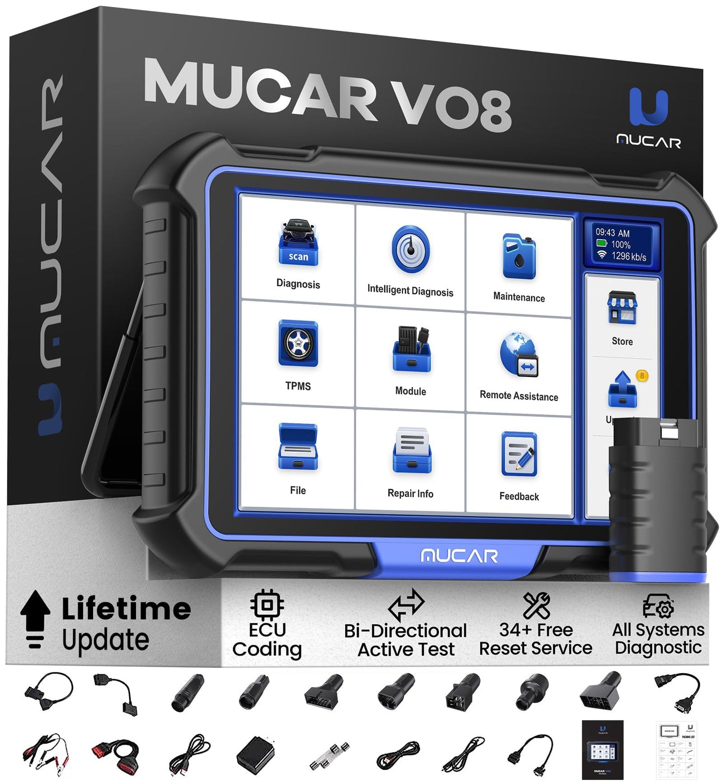 MUCAR VO8 OBD2 Scanner with ECU Coding & 34+ Services