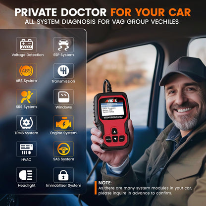 Ancel VD500 OBD2 Scanner for VW Audi Skoda Seat | EPB ABS SRS Reset
