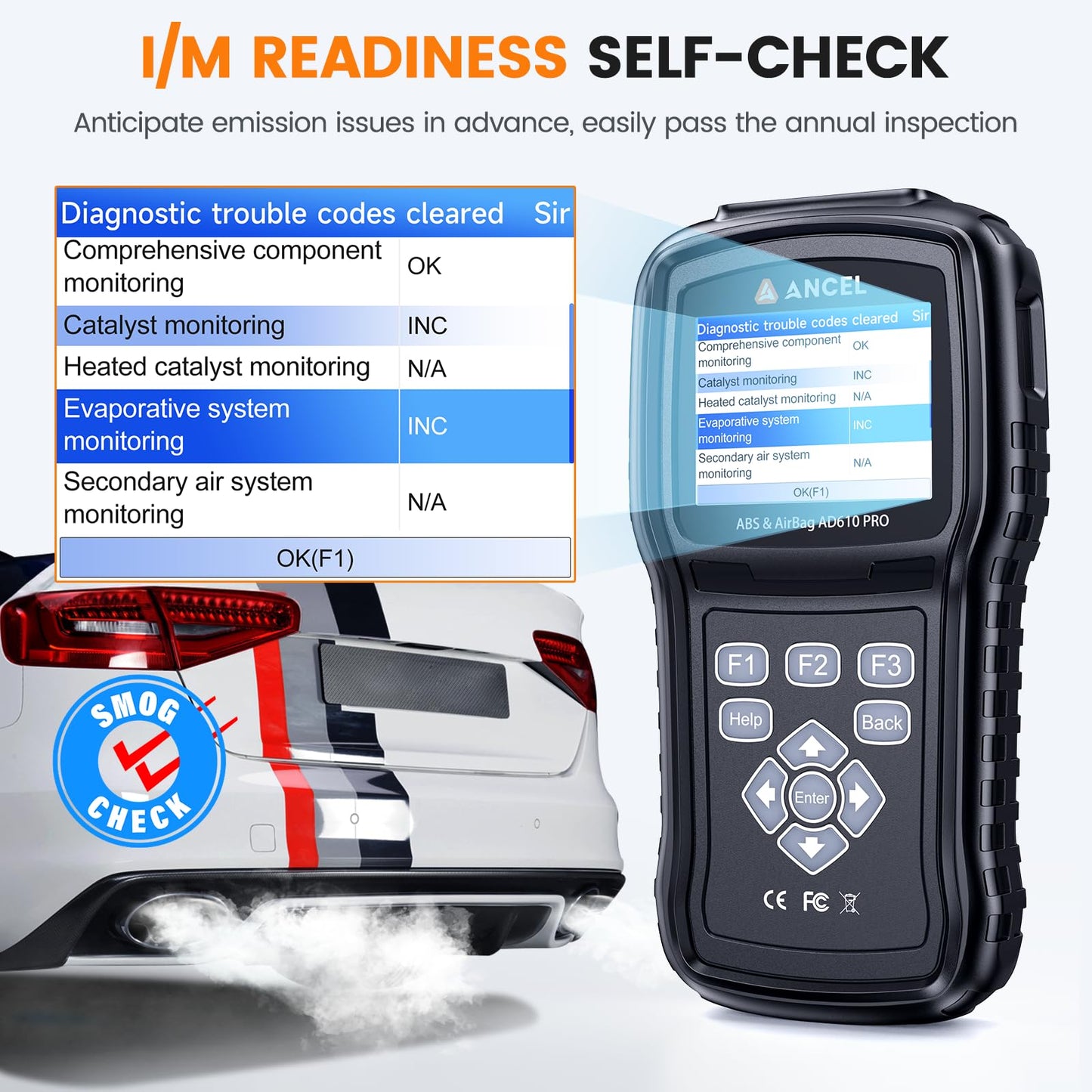 ANCEL AD610 Pro OBD2 Scanner with ABS SRS Diagnosis & Auto Bleed