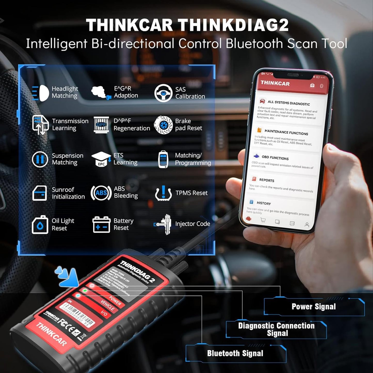 Thinkdiag2 OBD2 Scanner with ECU Coding & 15 Reset Functions