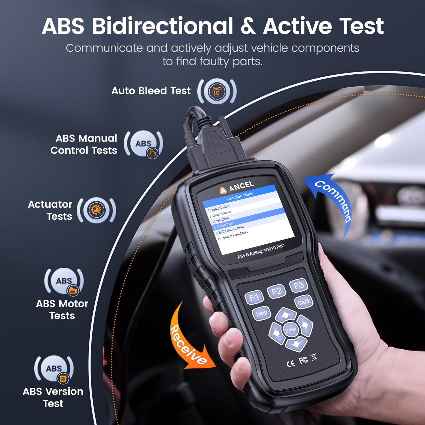 ANCEL AD610 Pro OBD2 Scanner ABS SRS EPB Oil Reset WiFi Update