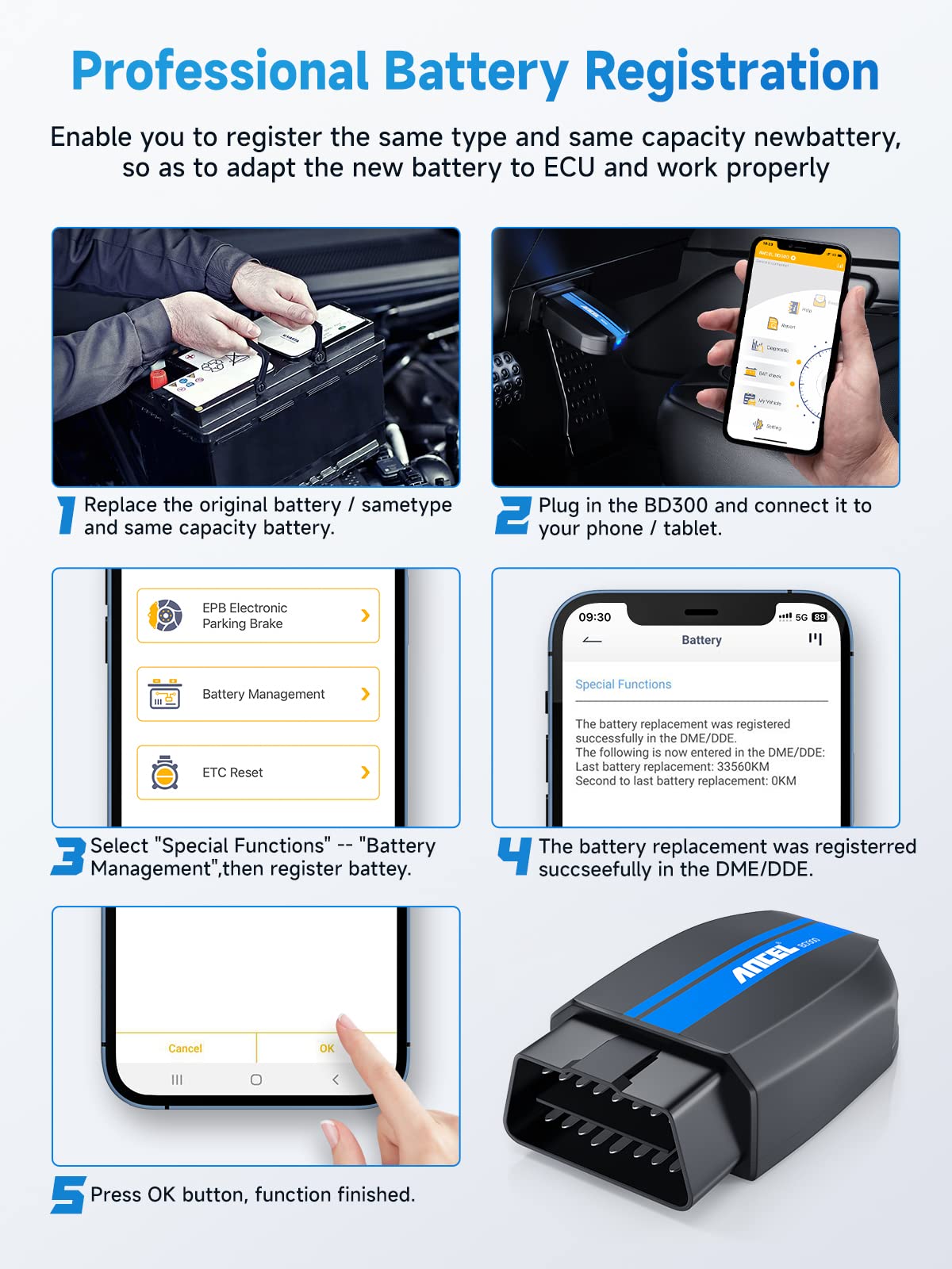 ANCEL BD300 Bluetooth OBD2 Scanner for BMW/MINI/Rolls-Royce – Full System & Battery Tool
