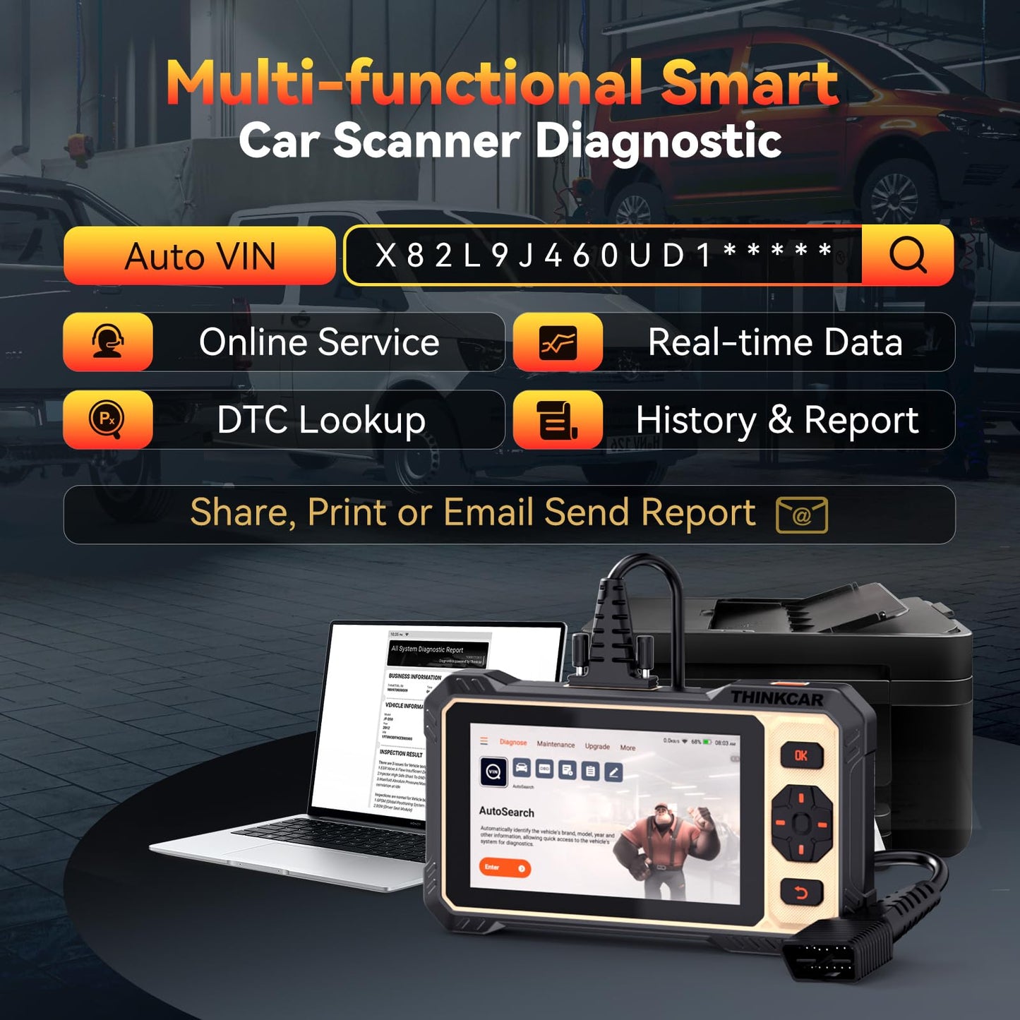 THINKCAR THINKSCAN 662 OBD2 Scanner with Bidirectional Tests & 12 Resets