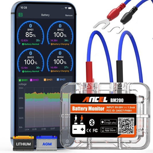 ANCEL BM200 12V Bluetooth Car Battery Tester with Cranking & Charging Test