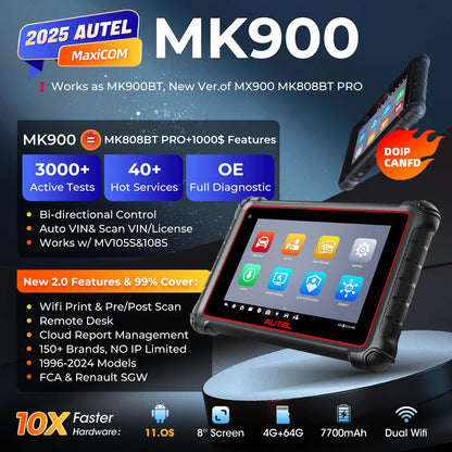 Autel MaxiCOM MK900 Diagnostic Scanner 2025 - Bidirectional, 40+ Resets