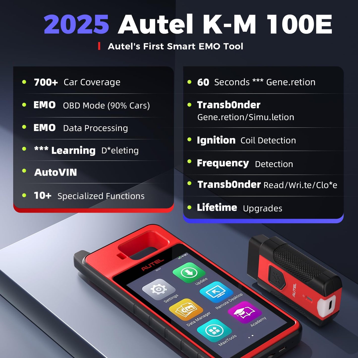 Autel K-M100E Key Programmer 2025 | Built-in APB112 & OBD Learning