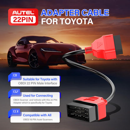 Autel 22-Pin OBD1 to 16-Pin OBD2 Adapter Cable for Toyota