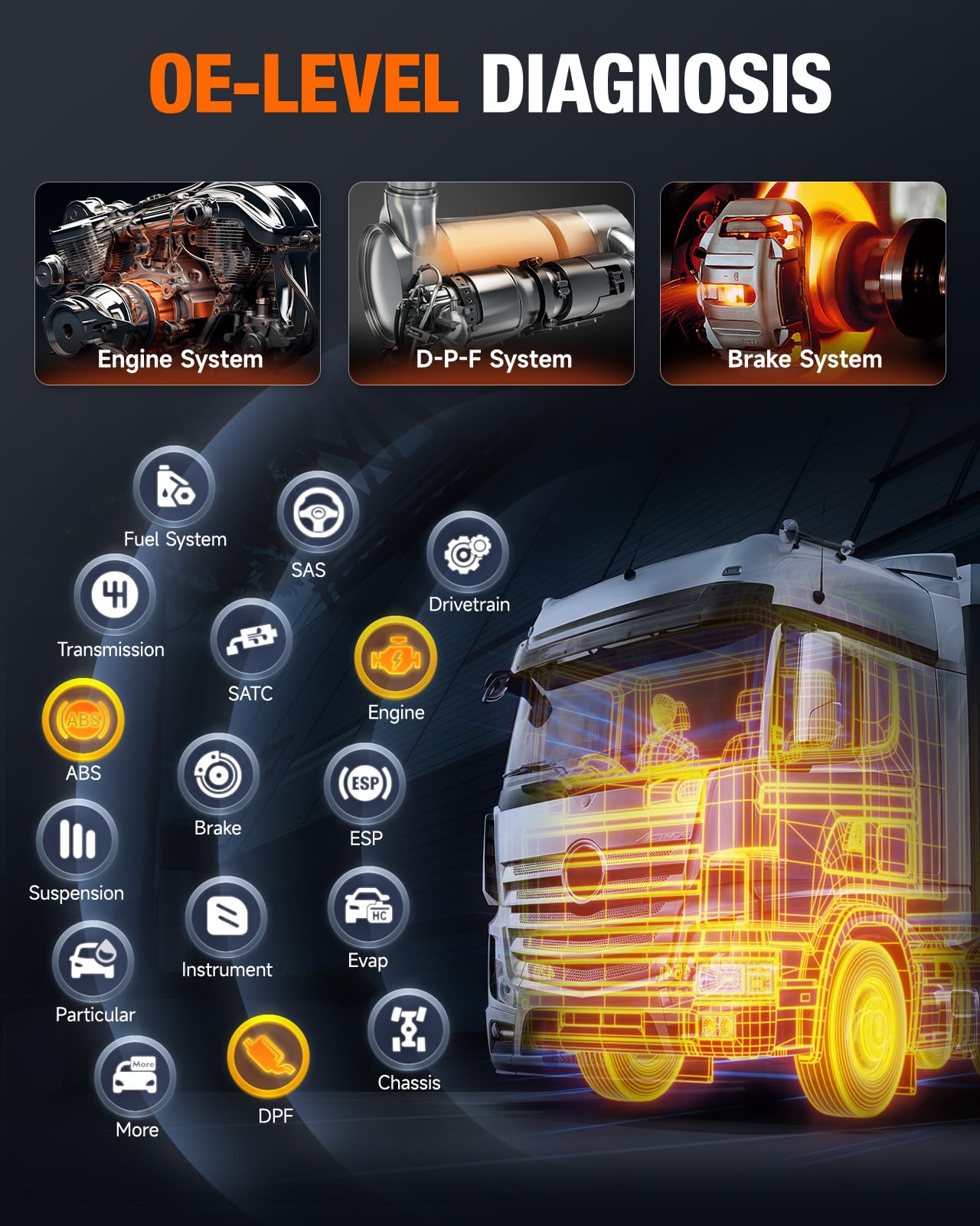 ANCEL HD3400 Pro Truck Scanner for Cummins, Detroit, Paccar & More
