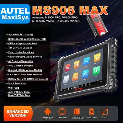 Autel MaxiSys MS906MAX Scanner – ECU Coding, 3000+ Tests, 2025