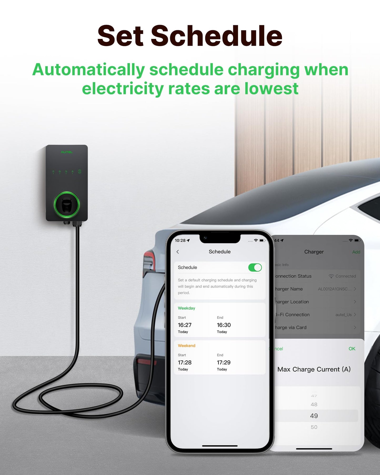 Autel 50A Level 2 EV Charger – NACS Tesla-Ready, 240V Smart Home Station
