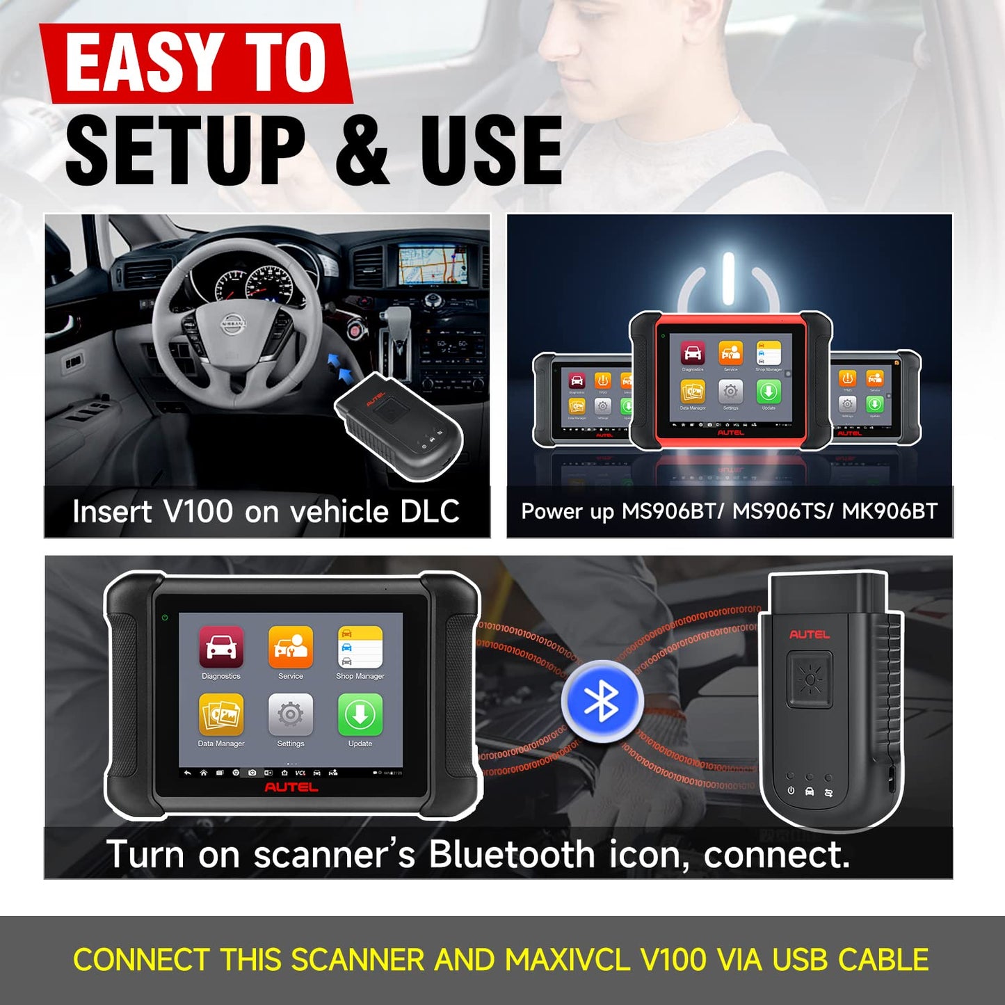 Autel MaxiSYS VCI100 Wireless OBD2 Diagnostic Interface 2025