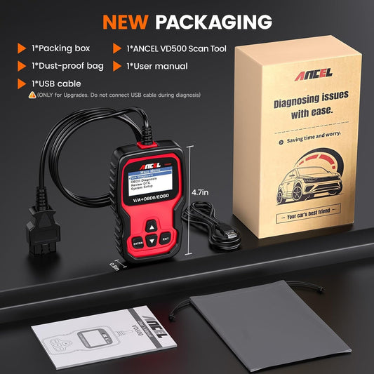 Ancel VD500 OBD2 Scanner for VW Audi Skoda Seat | EPB ABS SRS Reset