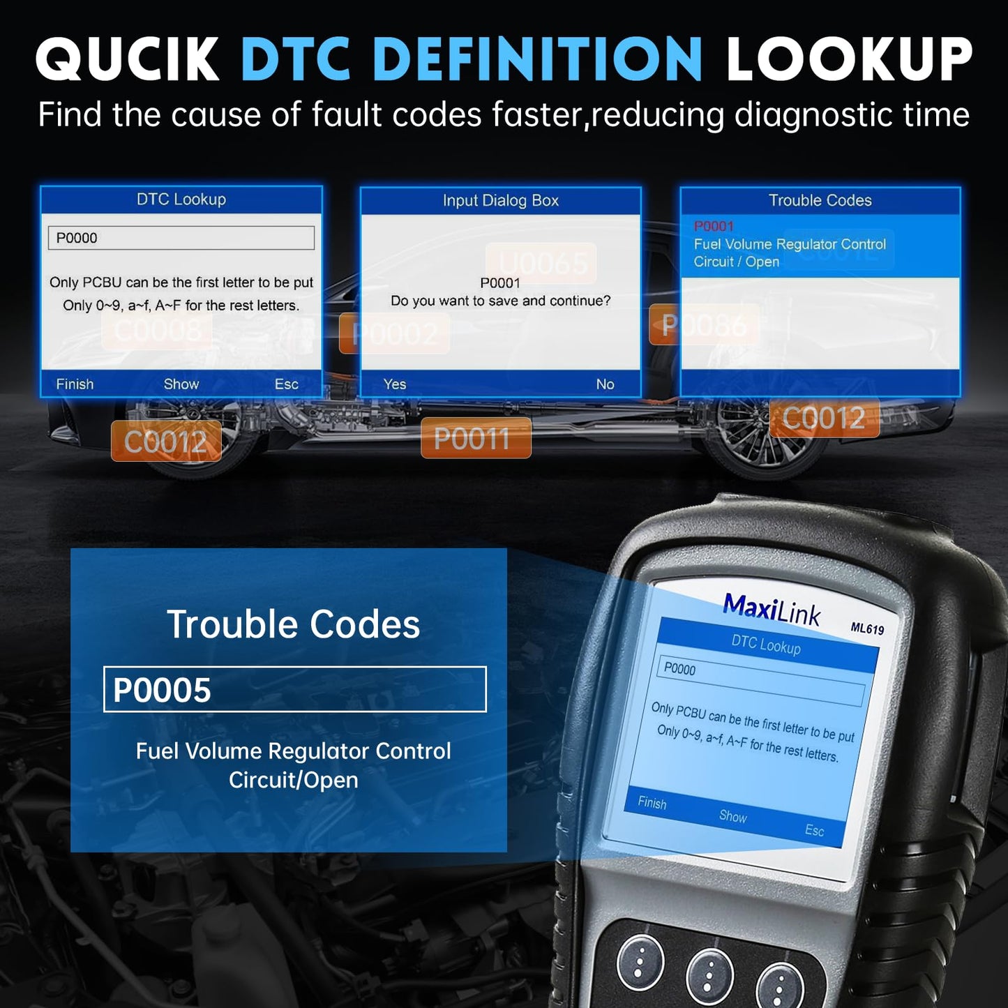 Autel Maxilink ML619 OBD2 Scanner with ABS & SRS Diagnostics