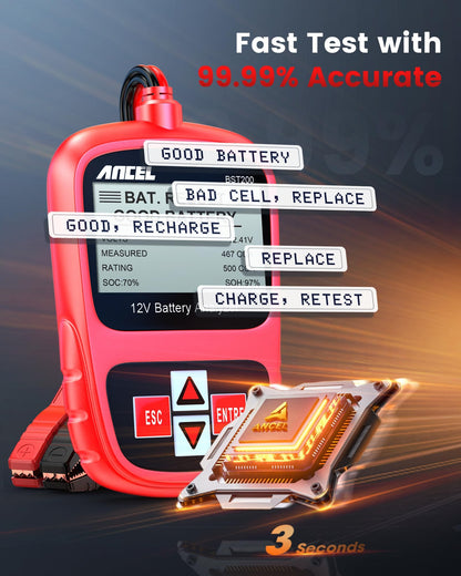 ANCEL BST200 12V Car Battery Tester for Cars, Trucks, SUVs, Boats