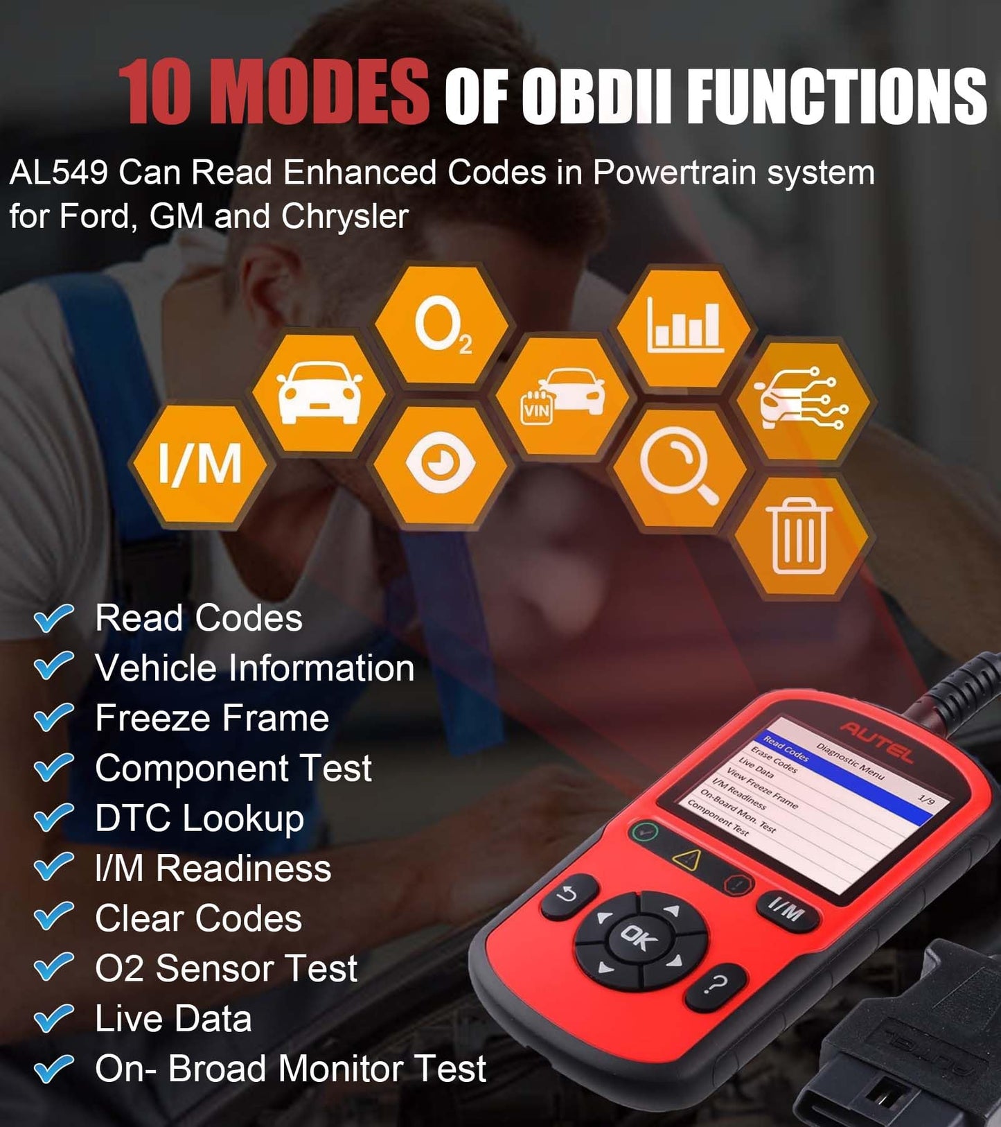 Autel AutoLink AL549 OBD2 Scanner with ABS & Battery Test