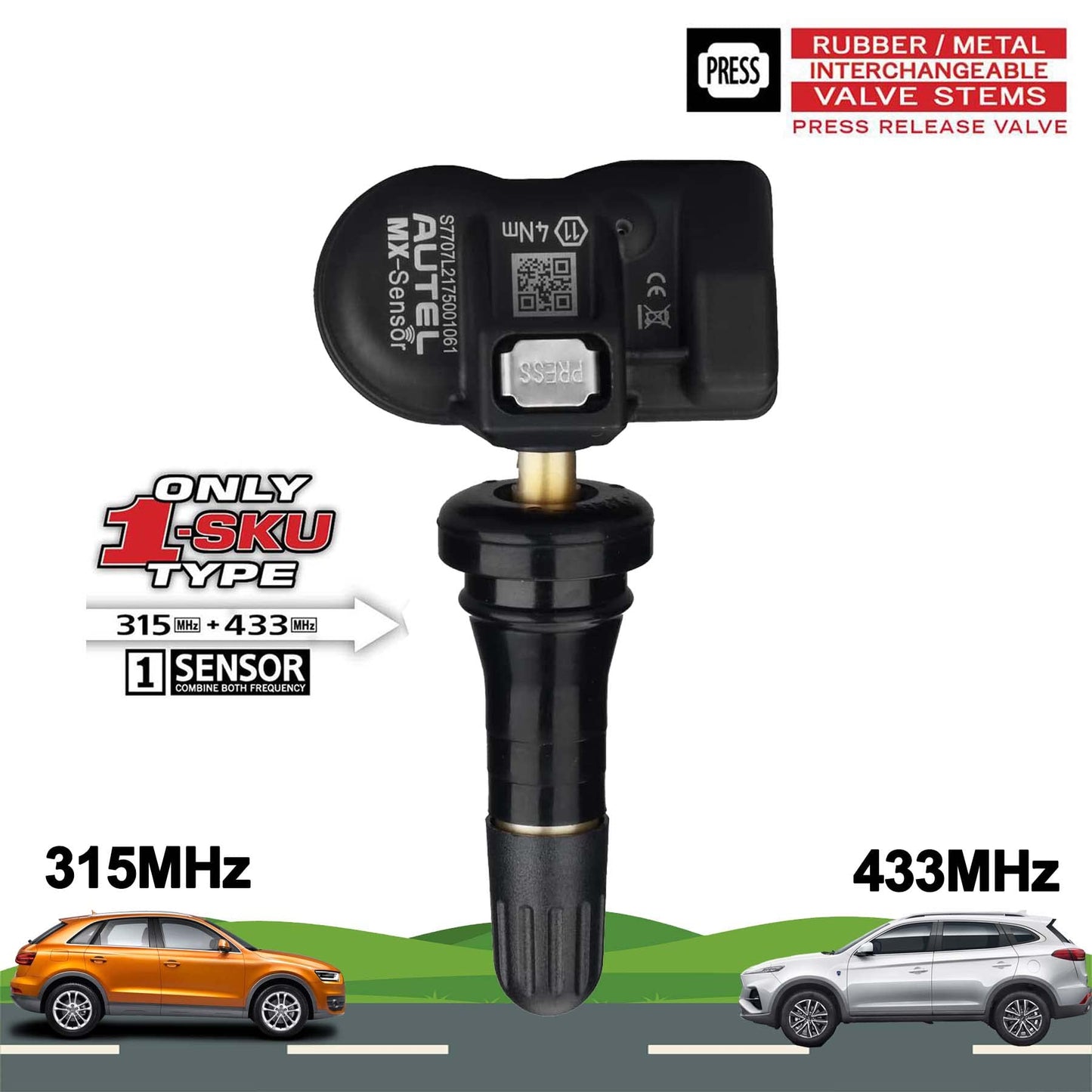 Autel MX-Sensor TPMS 2-in-1 Tire Sensor (315MHz + 433MHz)