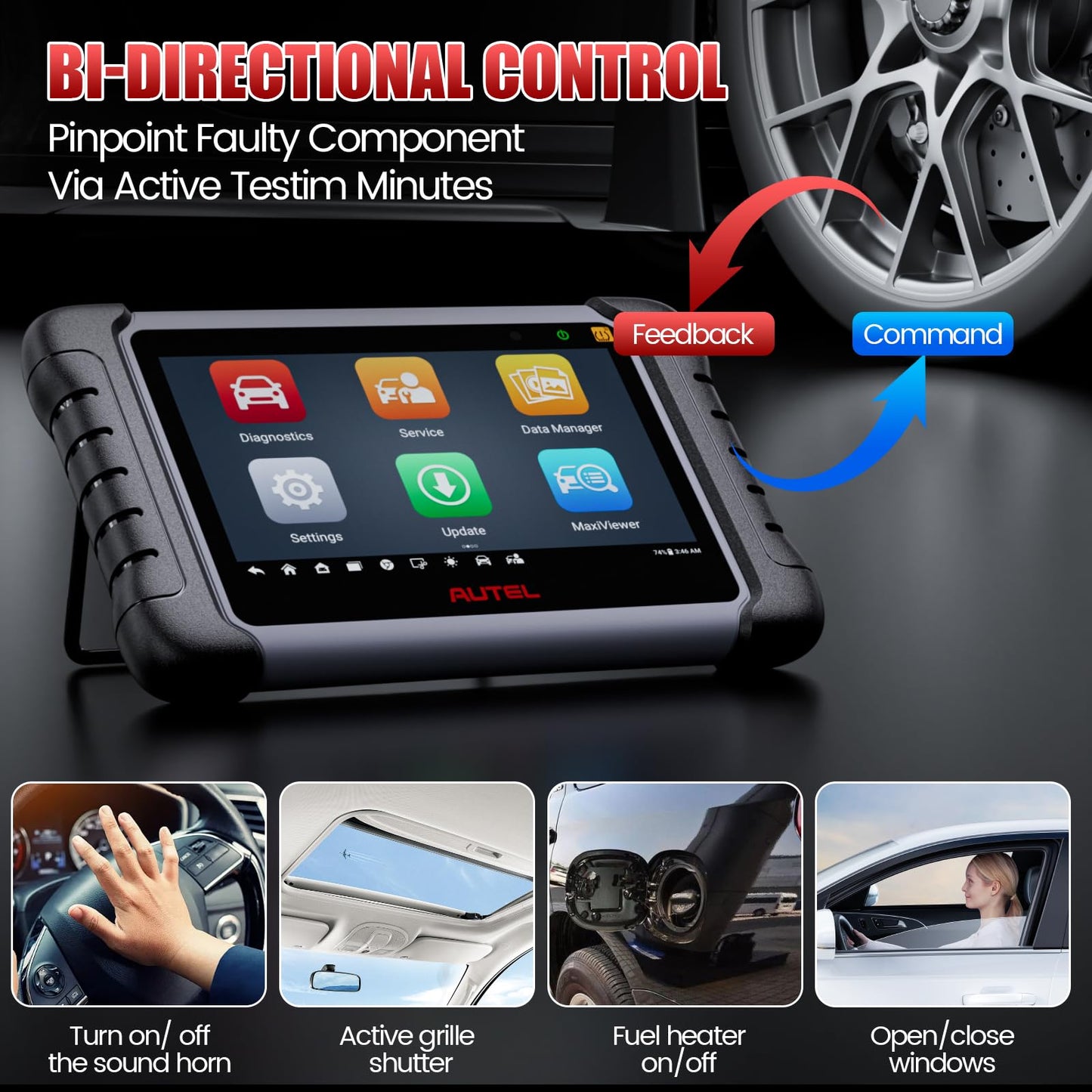 Autel MaxiCOM MK808Z-TS 2024 Bi-Directional OBD2 Scanner with Full TPMS