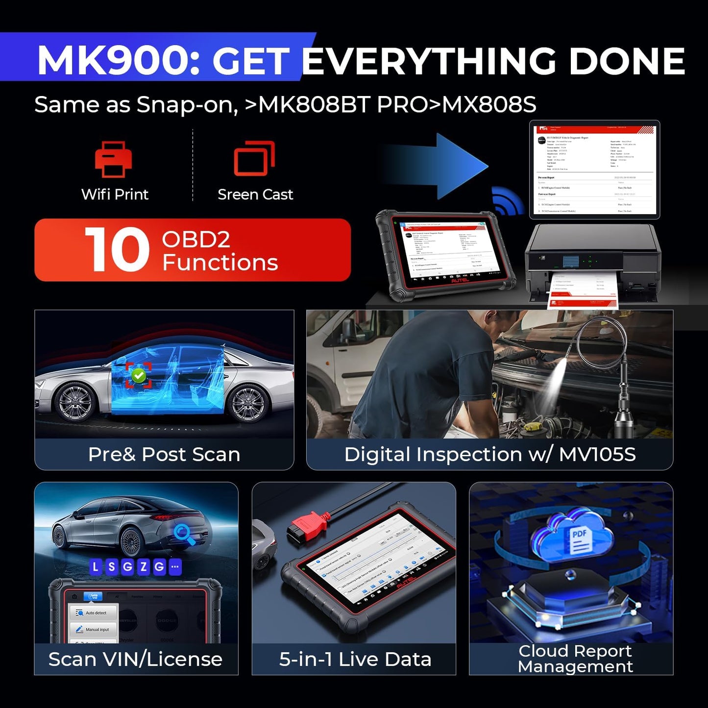 Autel MaxiCOM MK900 OBD2 Scanner | 2025 Bidirectional Tool
