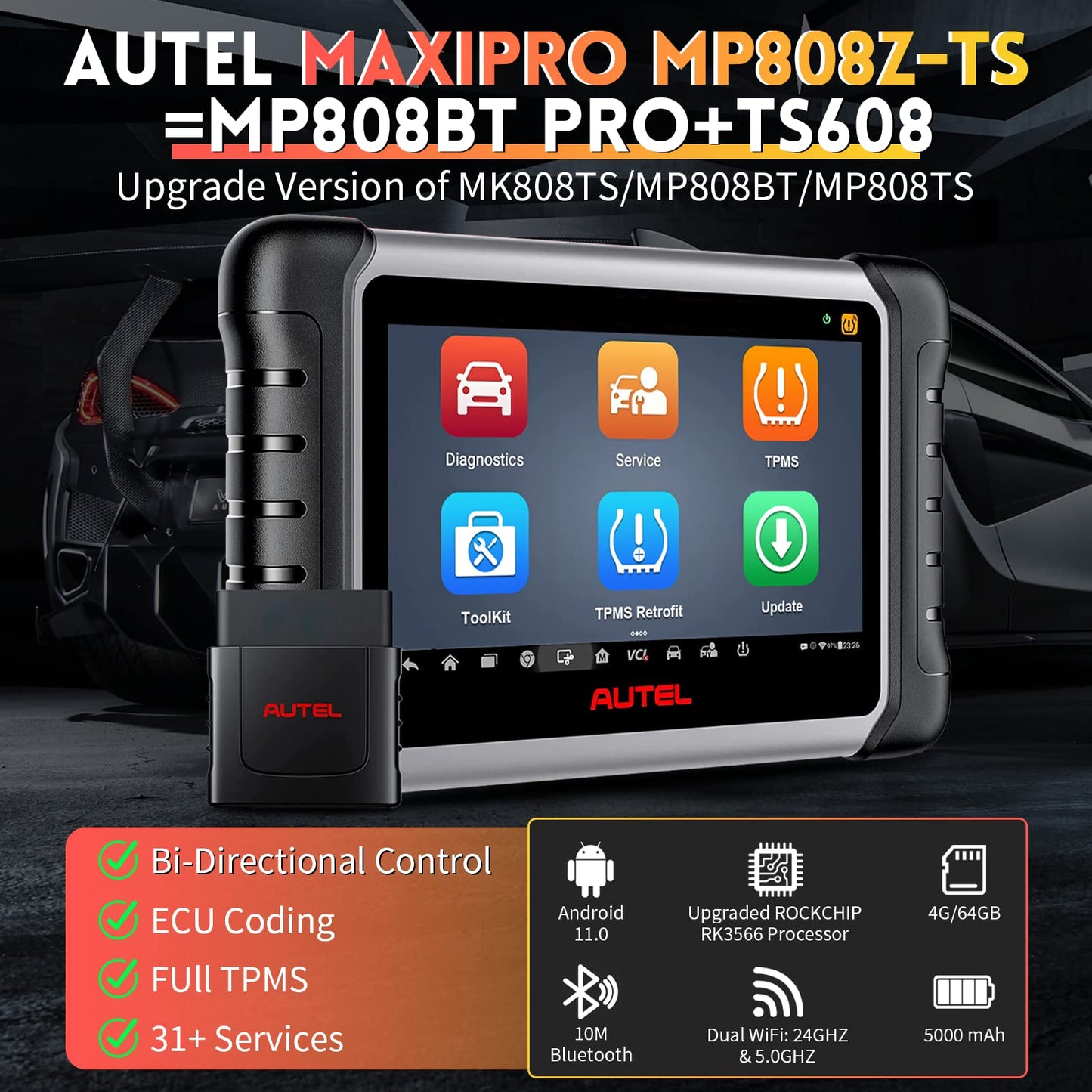 Autel MP808Z-TS Scanner with ECU Coding & TPMS Functions