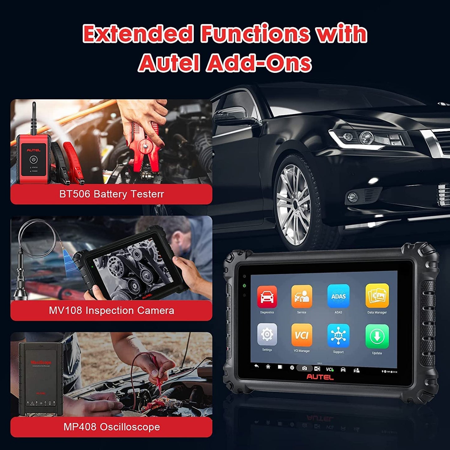 Autel MaxiSys MS906 Pro Scanner with MaxiBAS BT506 Battery Tester – ECU Coding & 40+ Services