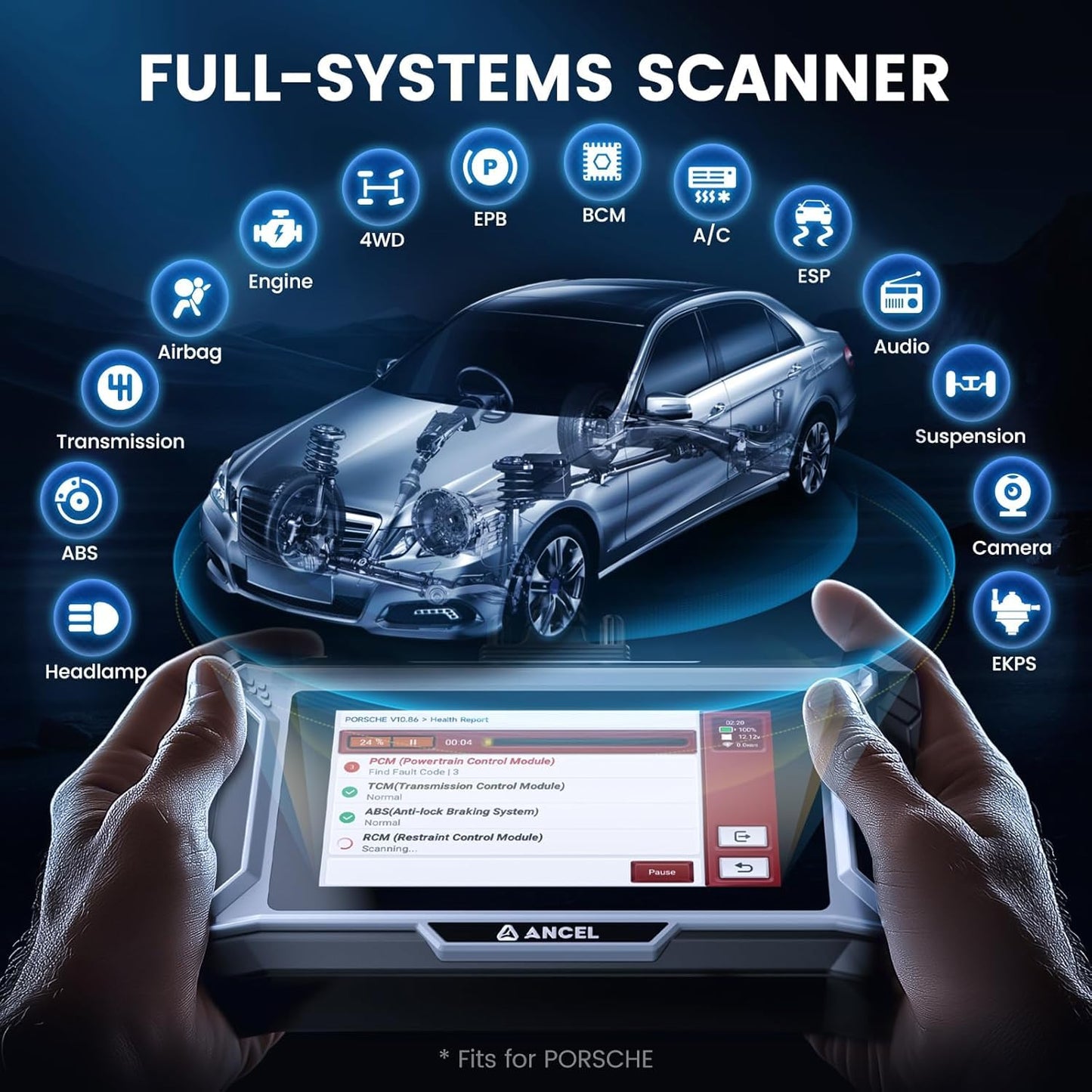 ANCEL DS160 Porsche OBD2 Scanner with 30+ Resets & Bi-Directional Control