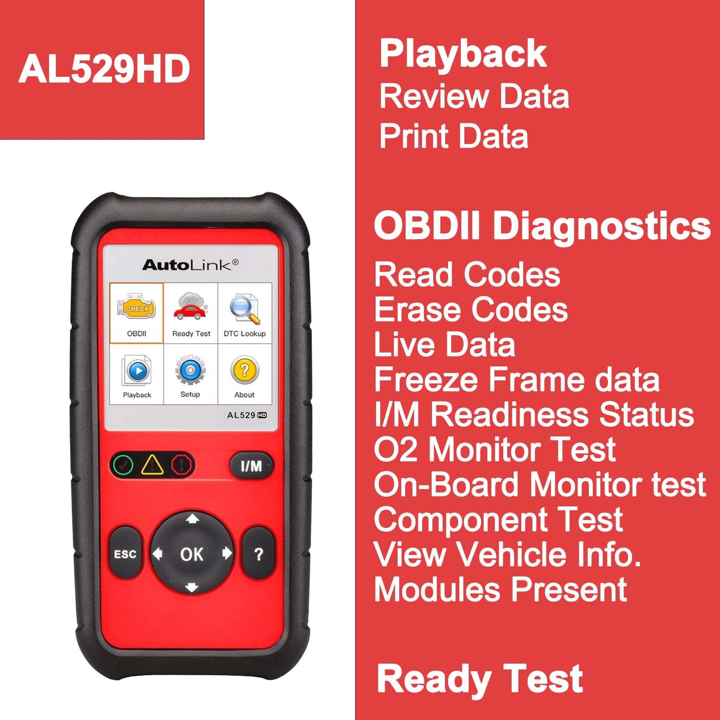Autel AutoLink AL529HD Heavy Duty OBD2 Scanner with VIN & Live Data