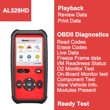 Autel AutoLink AL529HD Heavy Duty OBD2 Scanner with VIN & Live Data