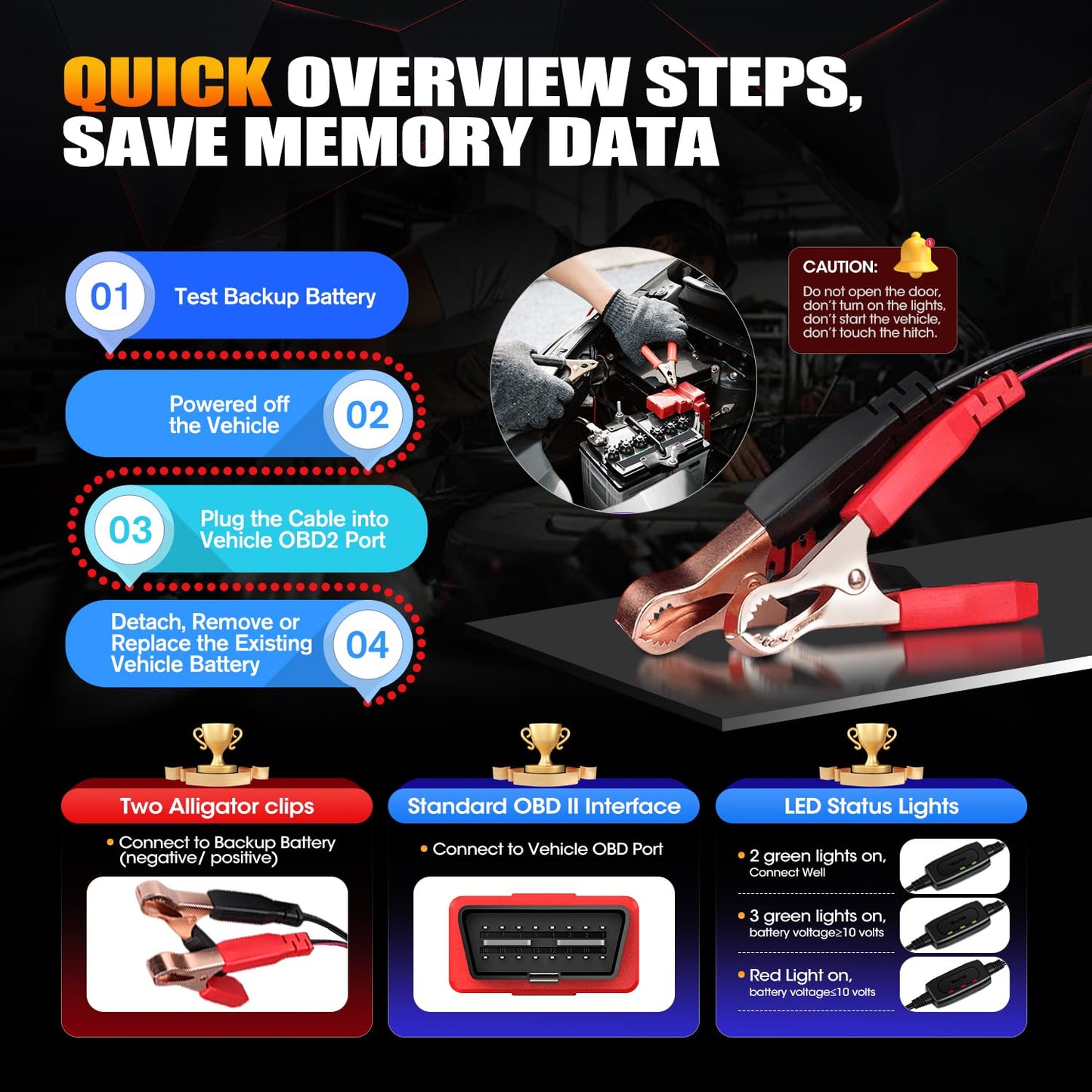 Autel MaxiBAS BTMS OBD2 Memory Saver – 12V Battery Backup Tool