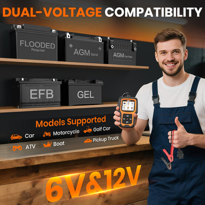 ANCEL AD410 PRO 2-in-1 OBD2 Scanner & 6V/12V Battery Tester for Cars & Motorcycles