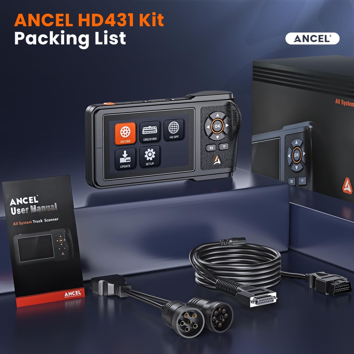 ANCEL HD431 Diesel Truck Scanner with DPF Regen & OBD2