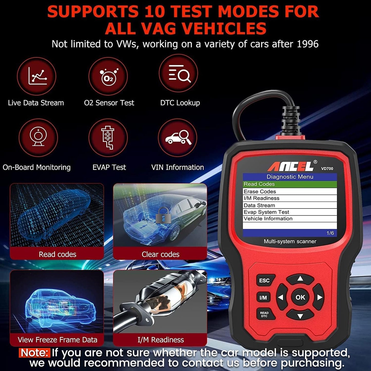 Ancel VD700 OBD2 Scanner for VW Audi Skoda Seat – Full System Diagnostic Tool