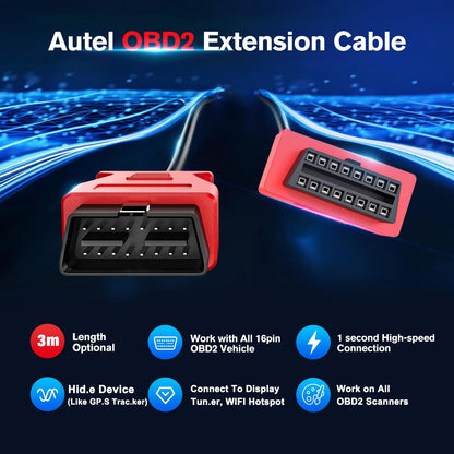 Autel 10ft OBD2 Extension Cable – 16 Pin OBD II Diagnostic Extender