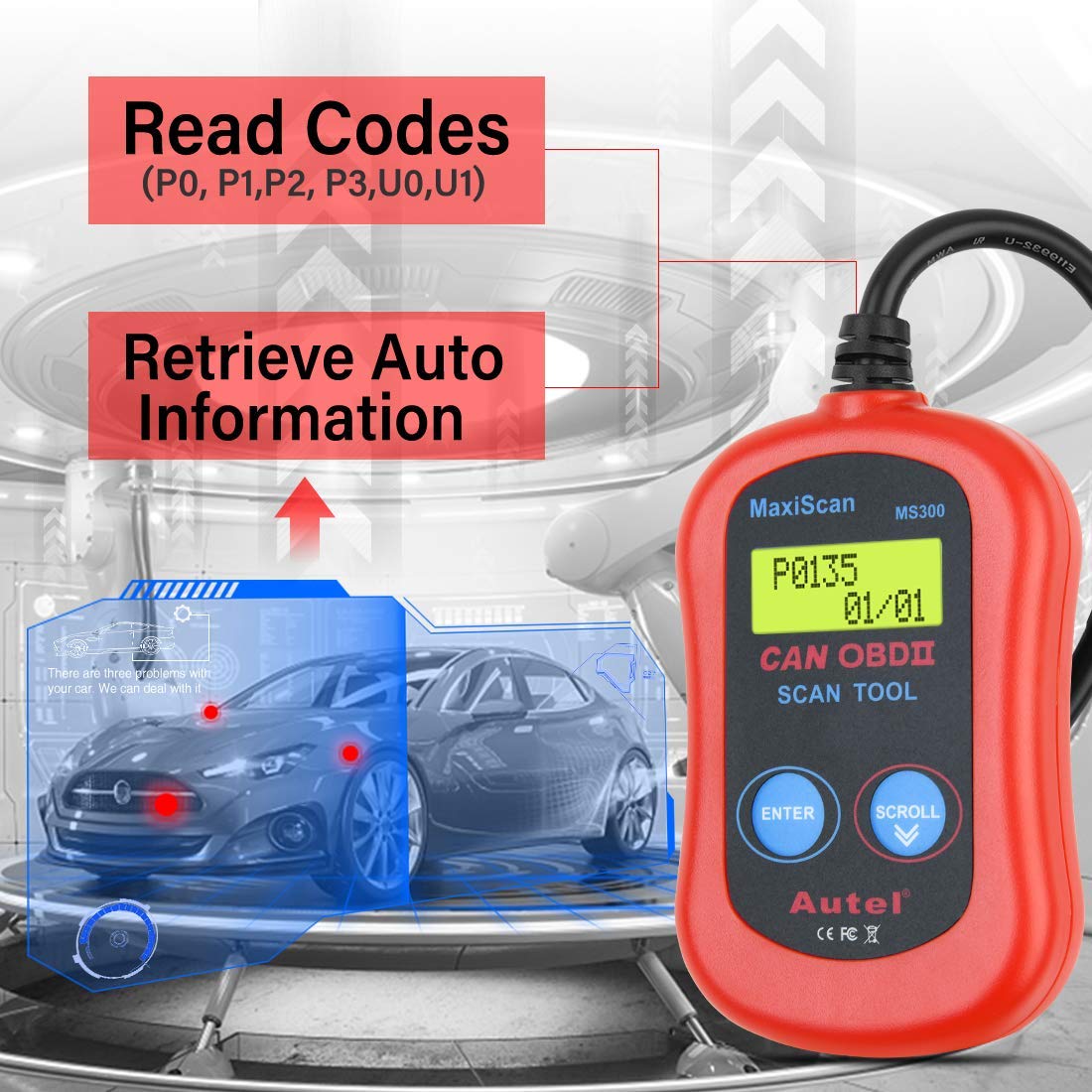 Autel MS300 OBD2 Code Reader – Check Engine Light Tool